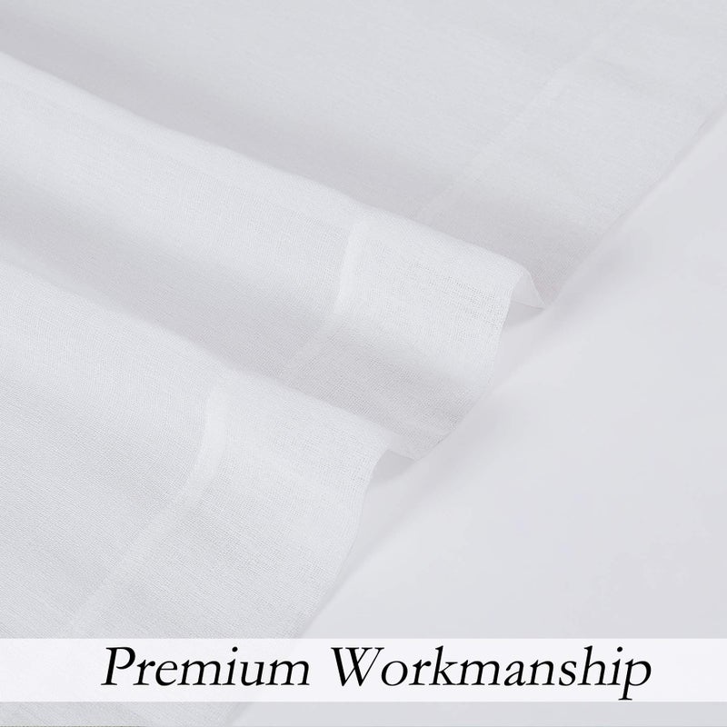Central Park White Sheer Window Curtain Panels Linen Texture Solid Window Treatment Sets Drape Pairs Rod Pocket Curtains for Living and Bedroom Rustic Farmhouse 84 inches Long, 2 Panels - Image 3